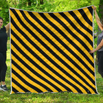 Black And Yellow Warning Striped Print Quilt