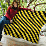 Black And Yellow Warning Striped Print Quilt