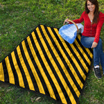 Black And Yellow Warning Striped Print Quilt