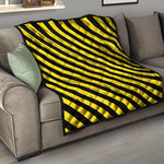 Black And Yellow Warning Striped Print Quilt