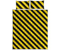 Black And Yellow Warning Striped Print Quilt Bed Set