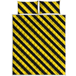 Black And Yellow Warning Striped Print Quilt Bed Set