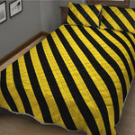 Black And Yellow Warning Striped Print Quilt Bed Set
