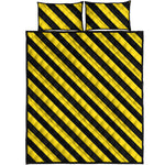 Black And Yellow Warning Striped Print Quilt Bed Set