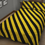 Black And Yellow Warning Striped Print Quilt Bed Set