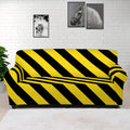 Black And Yellow Warning Striped Print Sofa Cover