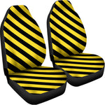 Black And Yellow Warning Striped Print Universal Fit Car Seat Covers