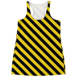 Black And Yellow Warning Striped Print Women's Racerback Tank Top