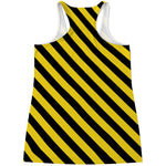 Black And Yellow Warning Striped Print Women's Racerback Tank Top