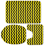 Black And Yellow Zigzag Pattern Print 3 Piece Bath Mat Set
