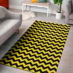 Black And Yellow Zigzag Pattern Print Area Rug