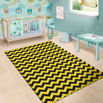 Black And Yellow Zigzag Pattern Print Area Rug