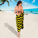 Black And Yellow Zigzag Pattern Print Beach Sarong Wrap