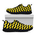 Black And Yellow Zigzag Pattern Print Black Running Shoes
