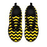 Black And Yellow Zigzag Pattern Print Black Sneakers