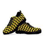 Black And Yellow Zigzag Pattern Print Black Sneakers