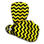 Black And Yellow Zigzag Pattern Print Boxing Gloves