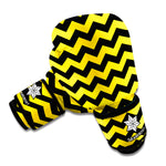 Black And Yellow Zigzag Pattern Print Boxing Gloves
