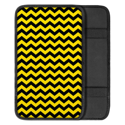 Black And Yellow Zigzag Pattern Print Car Center Console Cover