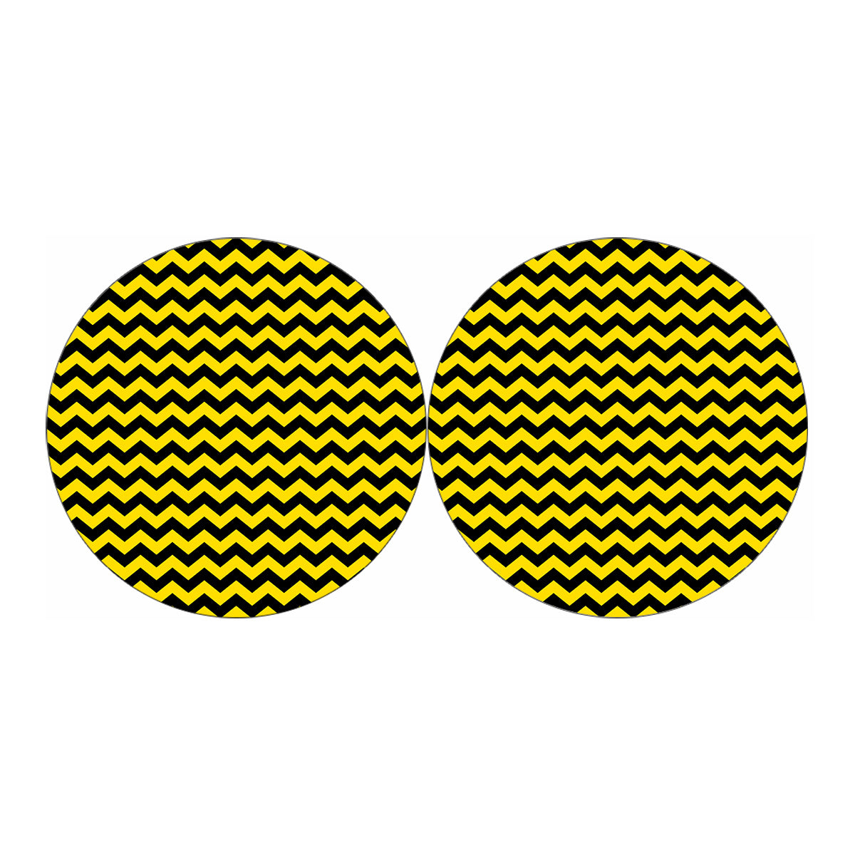 Black And Yellow Zigzag Pattern Print Car Coasters