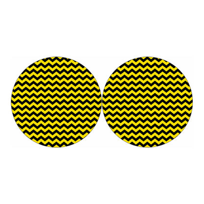 Black And Yellow Zigzag Pattern Print Car Coasters