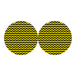 Black And Yellow Zigzag Pattern Print Car Coasters