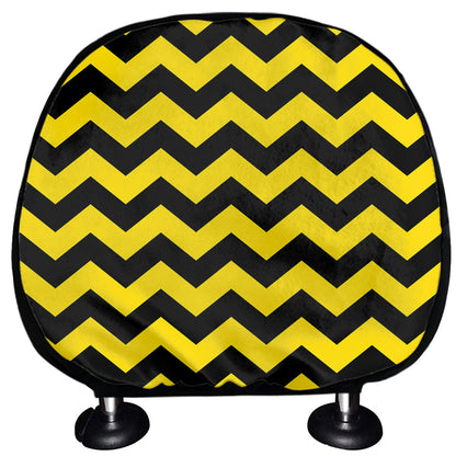Black And Yellow Zigzag Pattern Print Car Headrest Covers