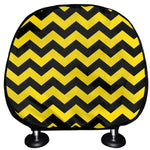 Black And Yellow Zigzag Pattern Print Car Headrest Covers