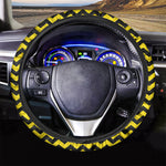 Black And Yellow Zigzag Pattern Print Car Steering Wheel Cover