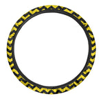 Black And Yellow Zigzag Pattern Print Car Steering Wheel Cover