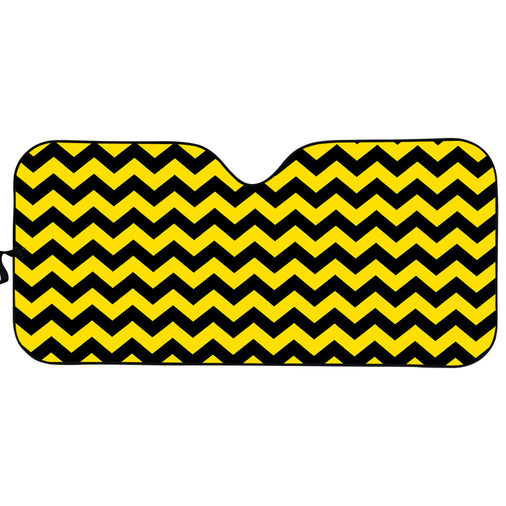 Black And Yellow Zigzag Pattern Print Car Sun Shade