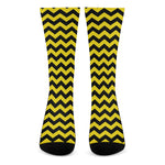 Black And Yellow Zigzag Pattern Print Crew Socks