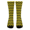 Black And Yellow Zigzag Pattern Print Crew Socks