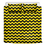 Black And Yellow Zigzag Pattern Print Duvet Cover Bedding Set