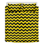 Black And Yellow Zigzag Pattern Print Duvet Cover Bedding Set