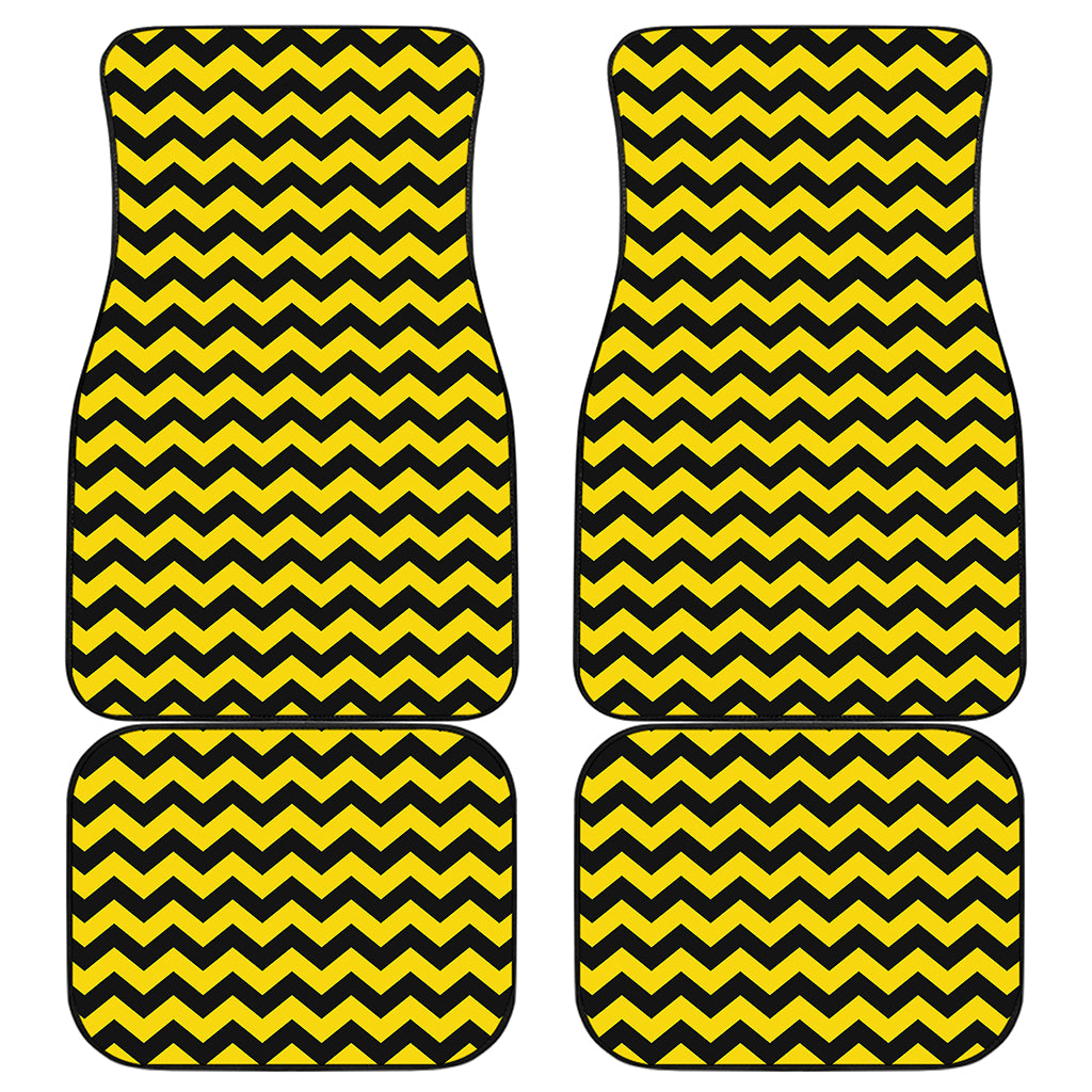 Black And Yellow Zigzag Pattern Print Front and Back Car Floor Mats