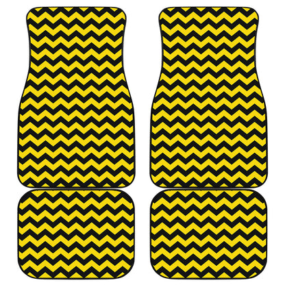 Black And Yellow Zigzag Pattern Print Front and Back Car Floor Mats