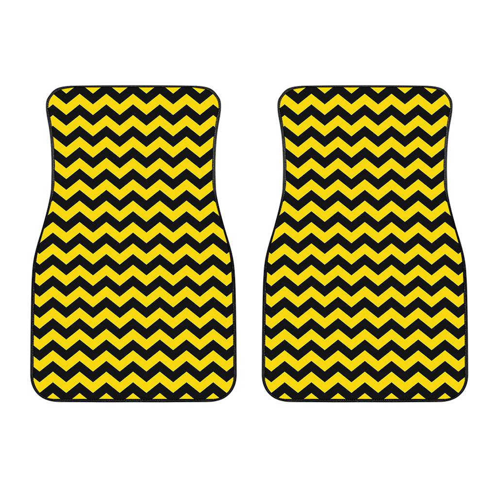 Black And Yellow Zigzag Pattern Print Front Car Floor Mats