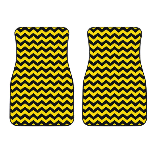 Black And Yellow Zigzag Pattern Print Front Car Floor Mats