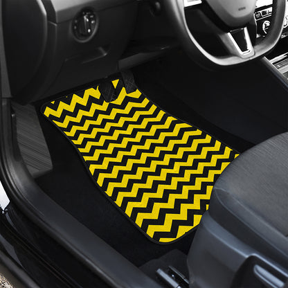 Black And Yellow Zigzag Pattern Print Front Car Floor Mats