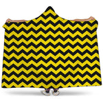 Black And Yellow Zigzag Pattern Print Hooded Blanket