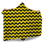 Black And Yellow Zigzag Pattern Print Hooded Blanket