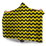 Black And Yellow Zigzag Pattern Print Hooded Blanket
