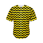 Black And Yellow Zigzag Pattern Print Men's Baseball Jersey