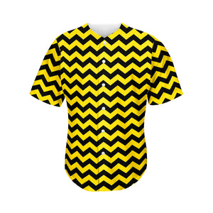 Black And Yellow Zigzag Pattern Print Men's Baseball Jersey