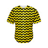 Black And Yellow Zigzag Pattern Print Men's Baseball Jersey