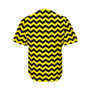 Black And Yellow Zigzag Pattern Print Men's Baseball Jersey