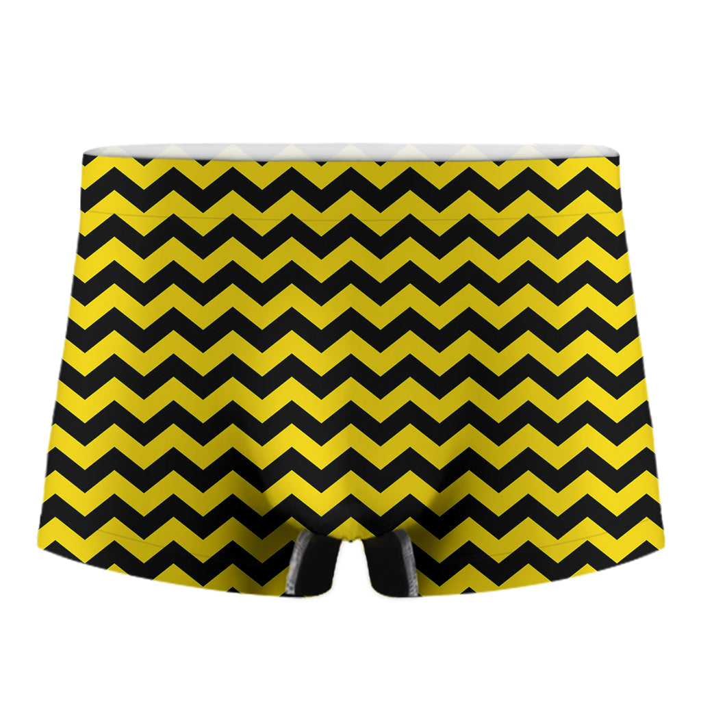 Black And Yellow Zigzag Pattern Print Men's Boxer Briefs