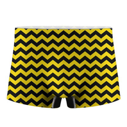 Black And Yellow Zigzag Pattern Print Men's Boxer Briefs