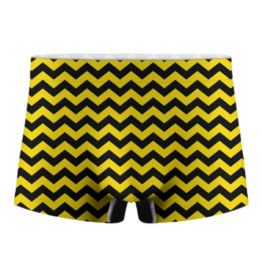 Black And Yellow Zigzag Pattern Print Men's Boxer Briefs